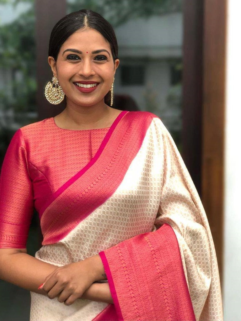 Semi Silk Kanjeevaram Saree with brocade and zari work