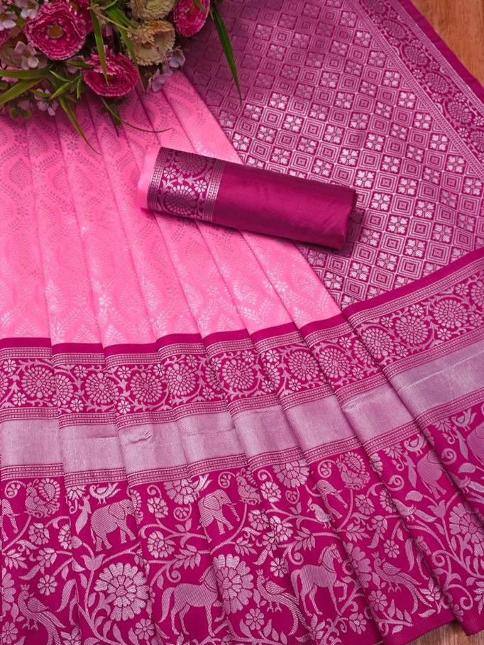 Semi Silk Kanjeevaram Elegant Design Saree