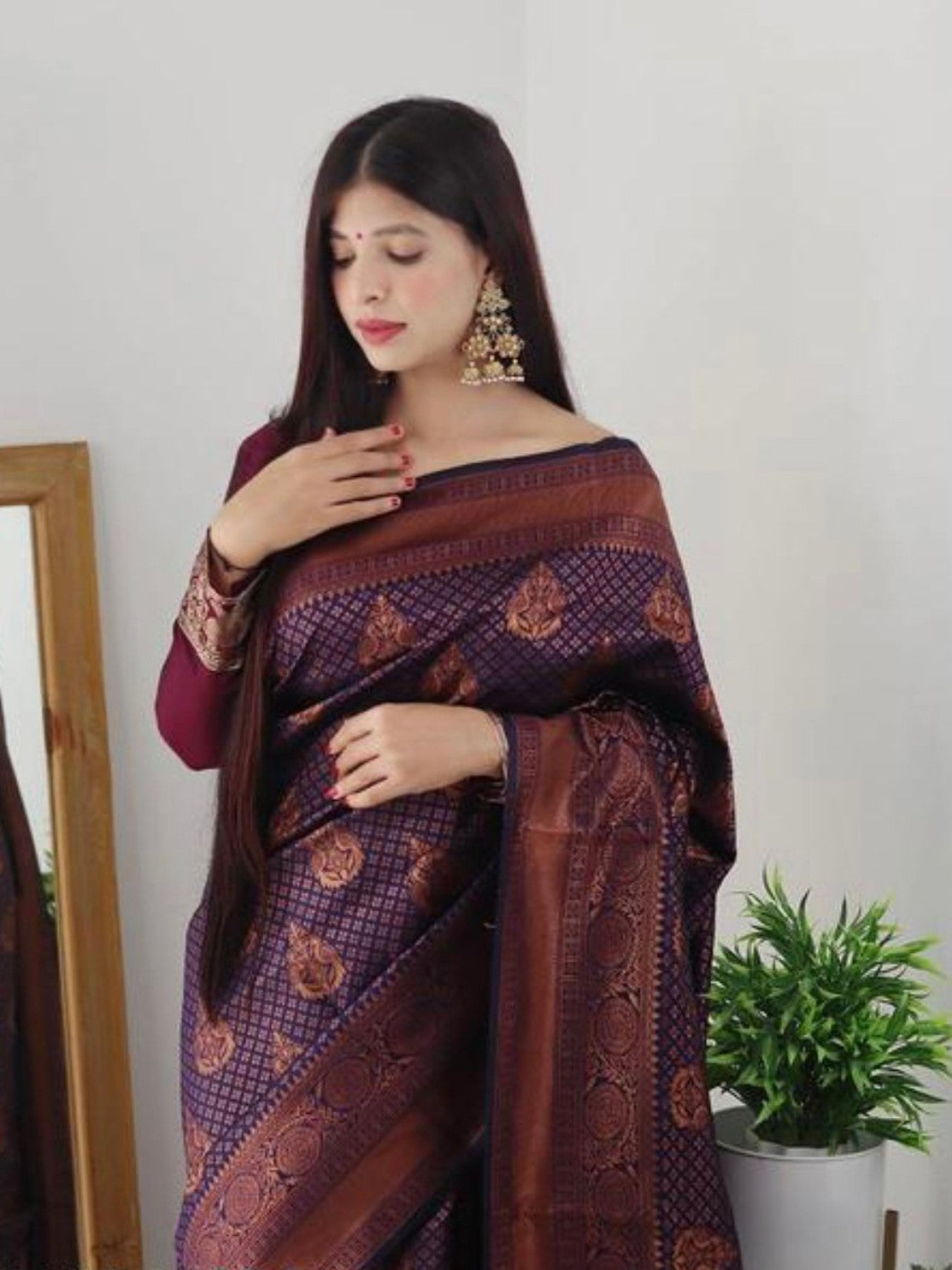 Semi Silk Kanjeevaram Elegant Design Saree