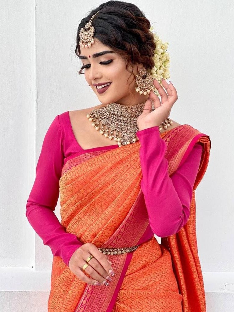 Semi Silk Kanjeevaram Elegant Design Saree