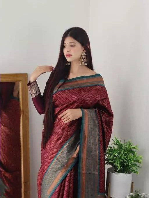 Semi Silk Kanjeevaram Elegant Design Saree