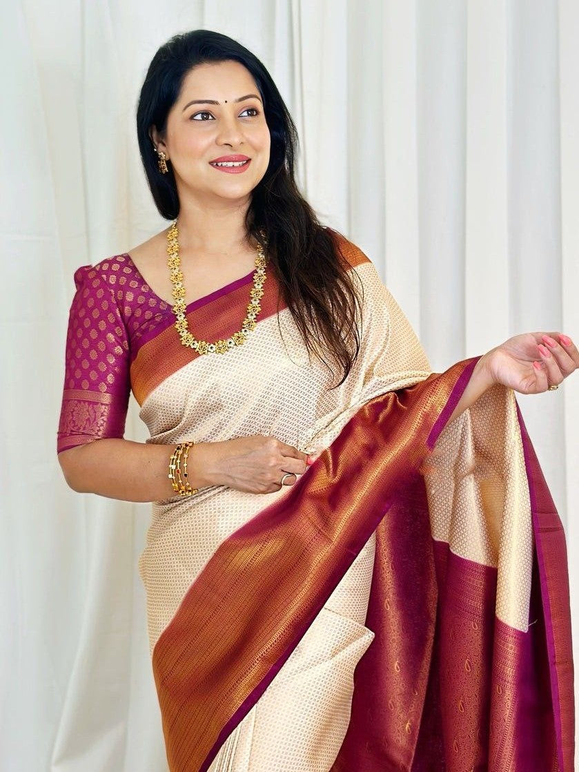 Semi Silk Kanjeevaram Elegant Design Saree