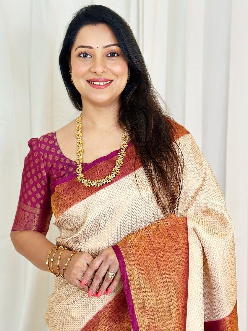 Semi Silk Kanjeevaram Elegant Design Saree