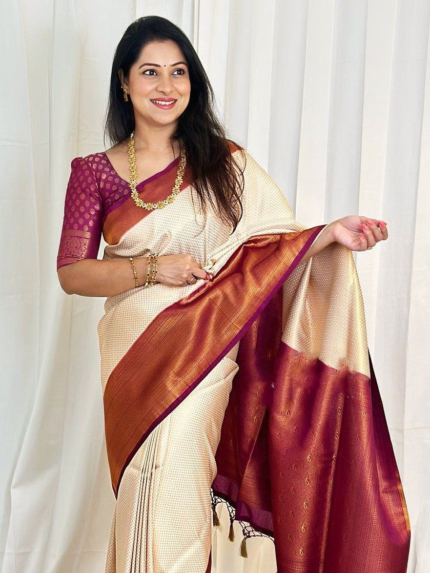 Semi Silk Kanjeevaram Elegant Design Saree
