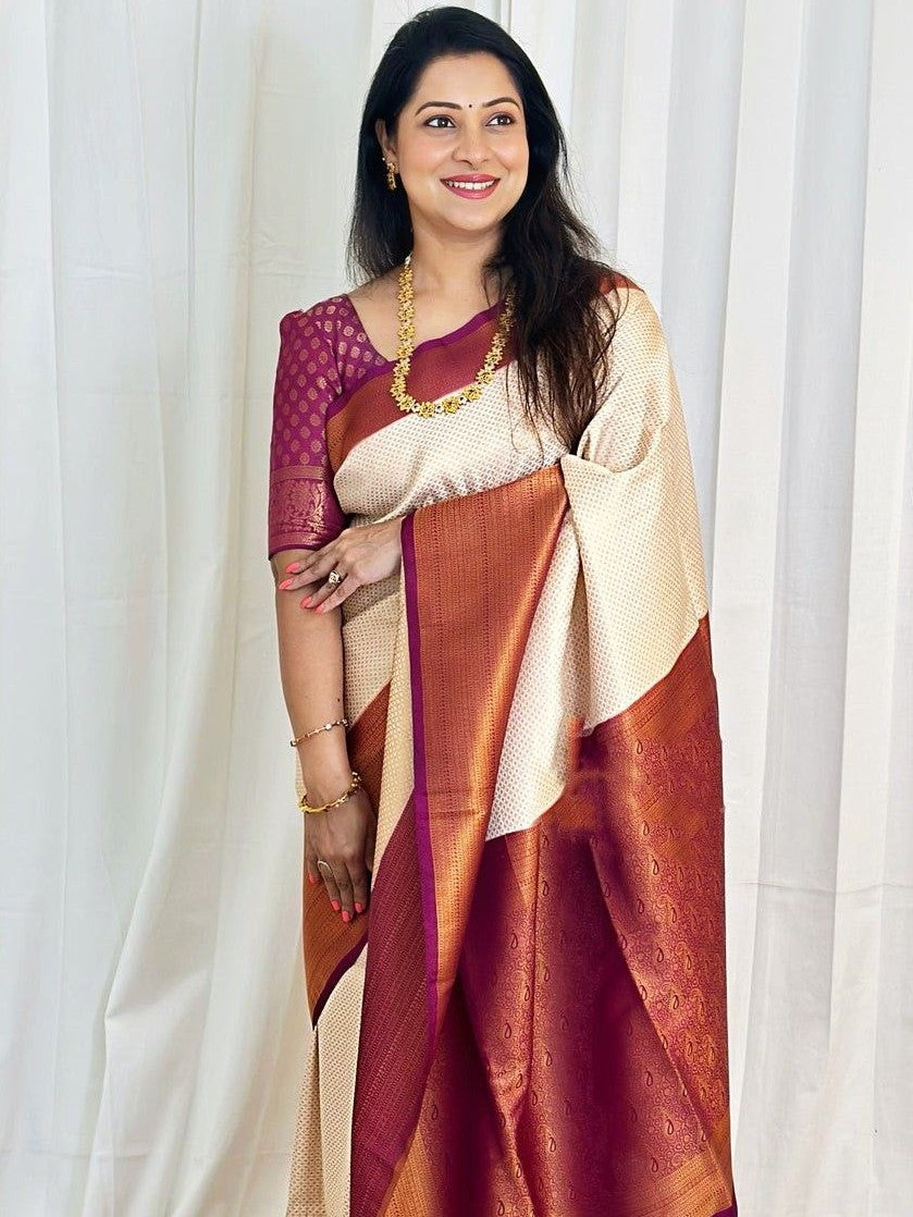 Semi Silk Kanjeevaram Elegant Design Saree