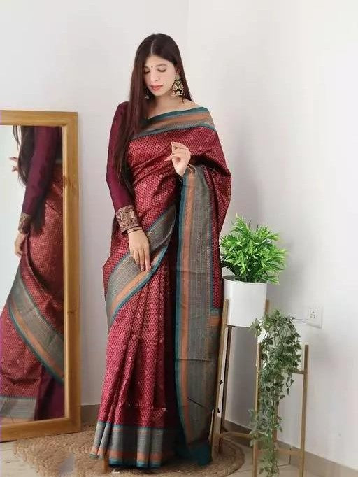 Semi Silk Kanjeevaram Elegant Design Saree