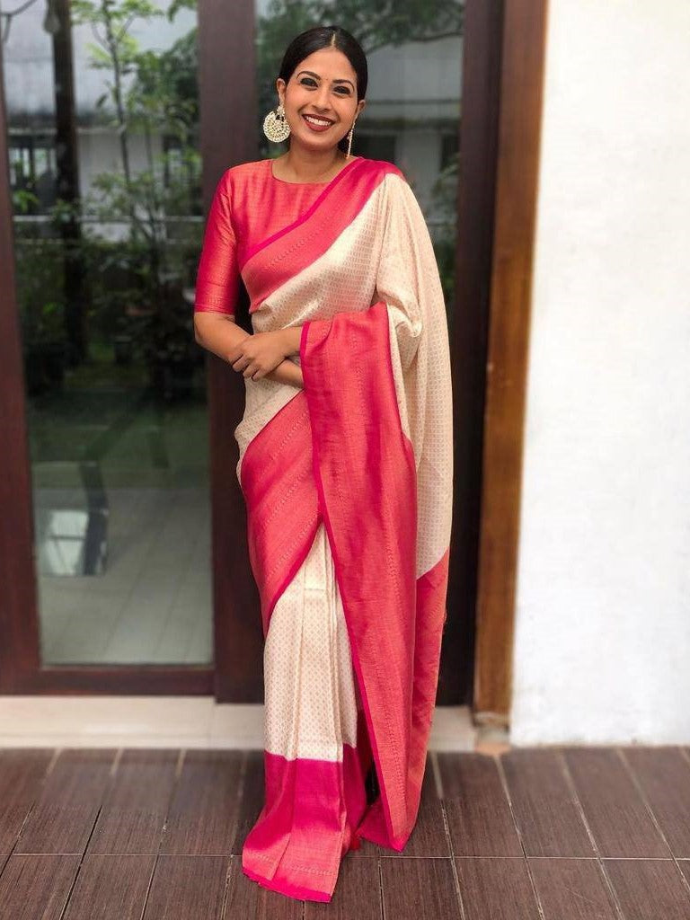 Semi Silk Kanjeevaram Saree with brocade and zari work