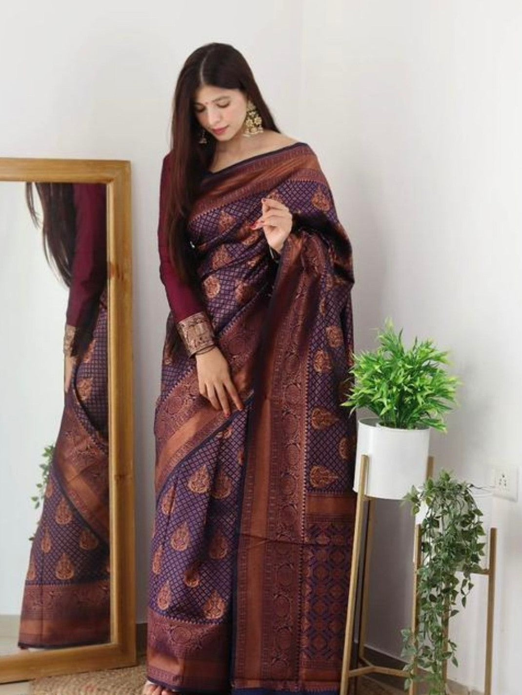 Semi Silk Kanjeevaram Elegant Design Saree