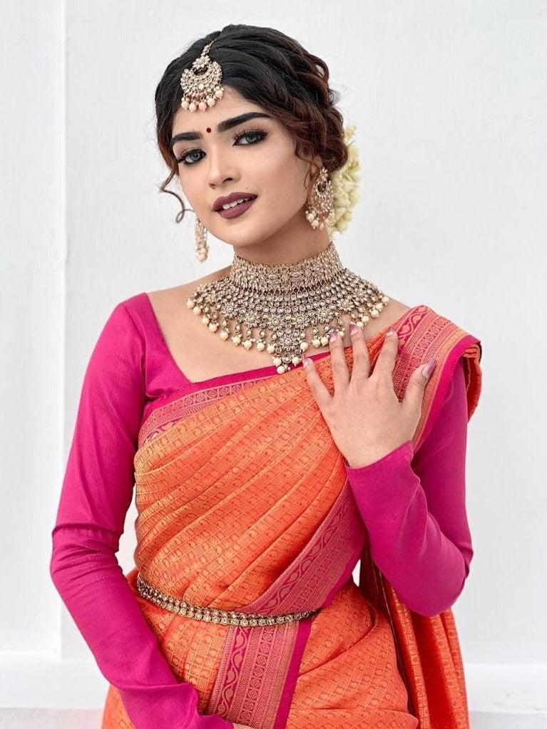Semi Silk Kanjeevaram Elegant Design Saree
