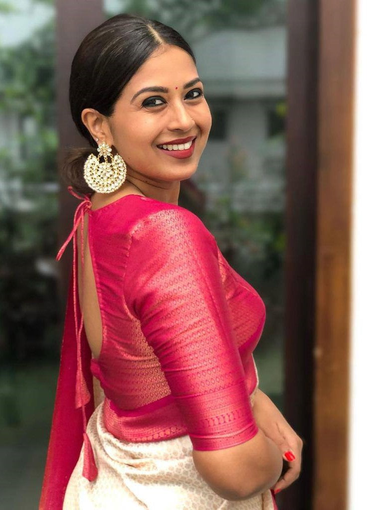 Semi Silk Kanjeevaram Saree with brocade and zari work