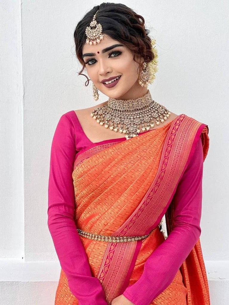 Semi Silk Kanjeevaram Elegant Design Saree