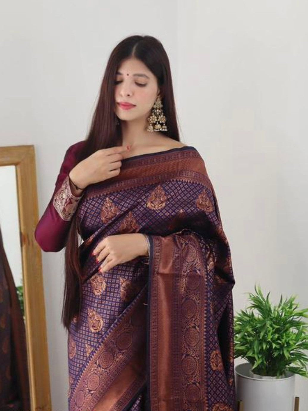 Semi Silk Kanjeevaram Elegant Design Saree