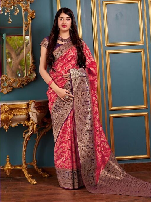 Semi Silk Kanjeevaram Elegant Design Saree