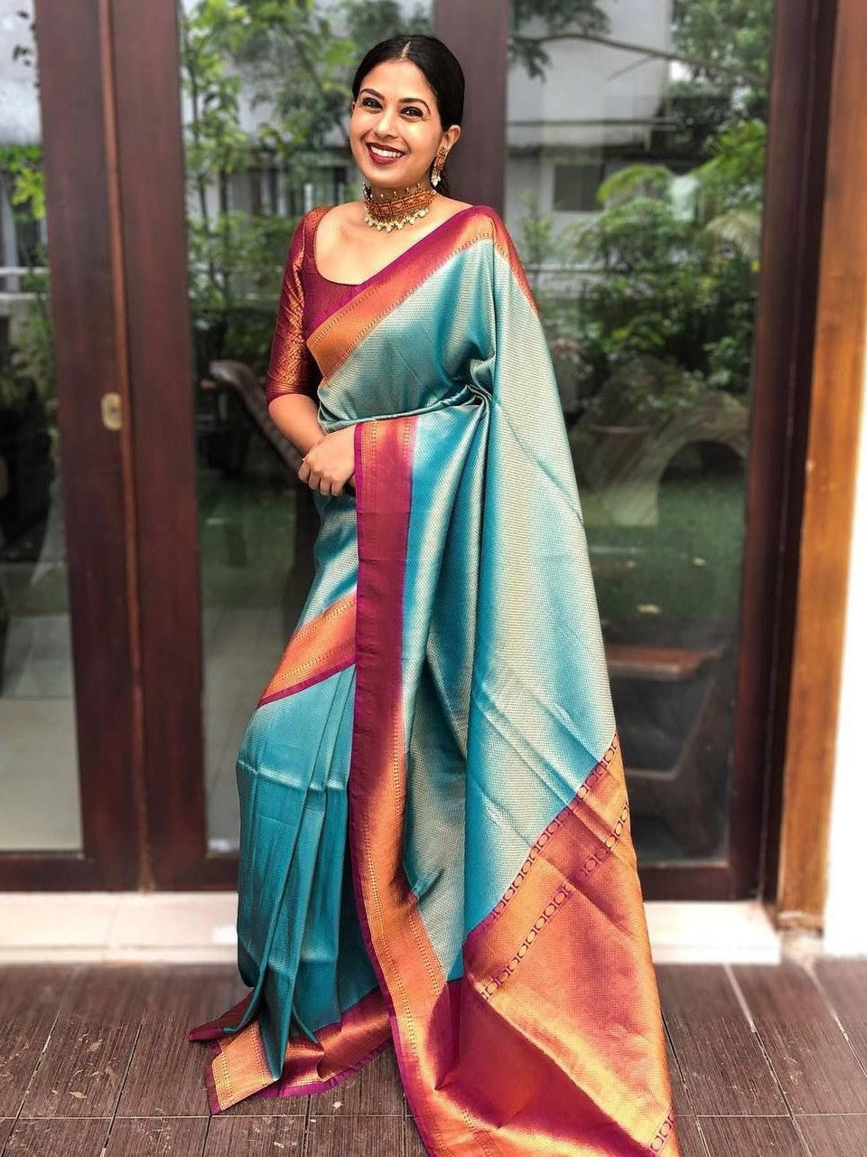 Semi Silk Kanjeevaram Saree in Graceful Design
