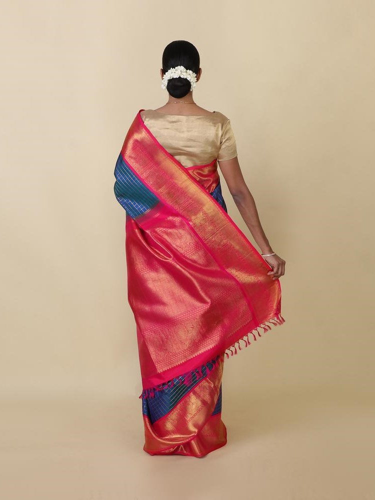 Semi Silk Kanjeevaram Saree in Checks