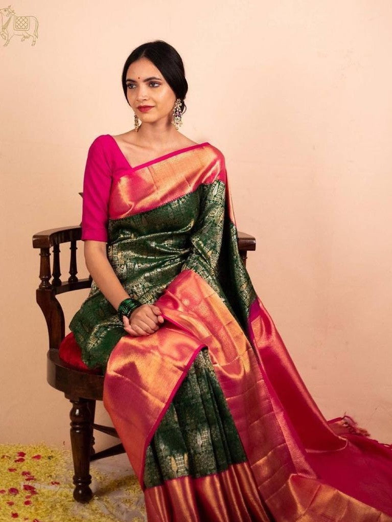 Semi Silk Kanjeevaram Elegant Design Saree