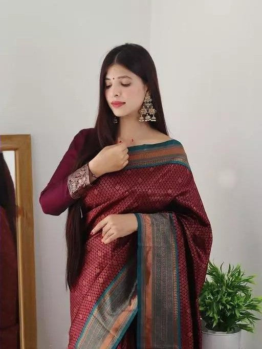 Semi Silk Kanjeevaram Elegant Design Saree