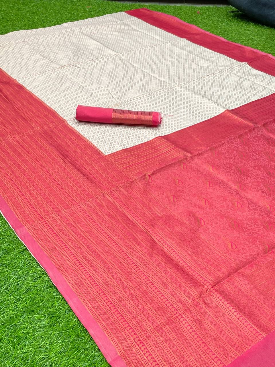Semi Silk Kanjeevaram Saree with brocade and zari work