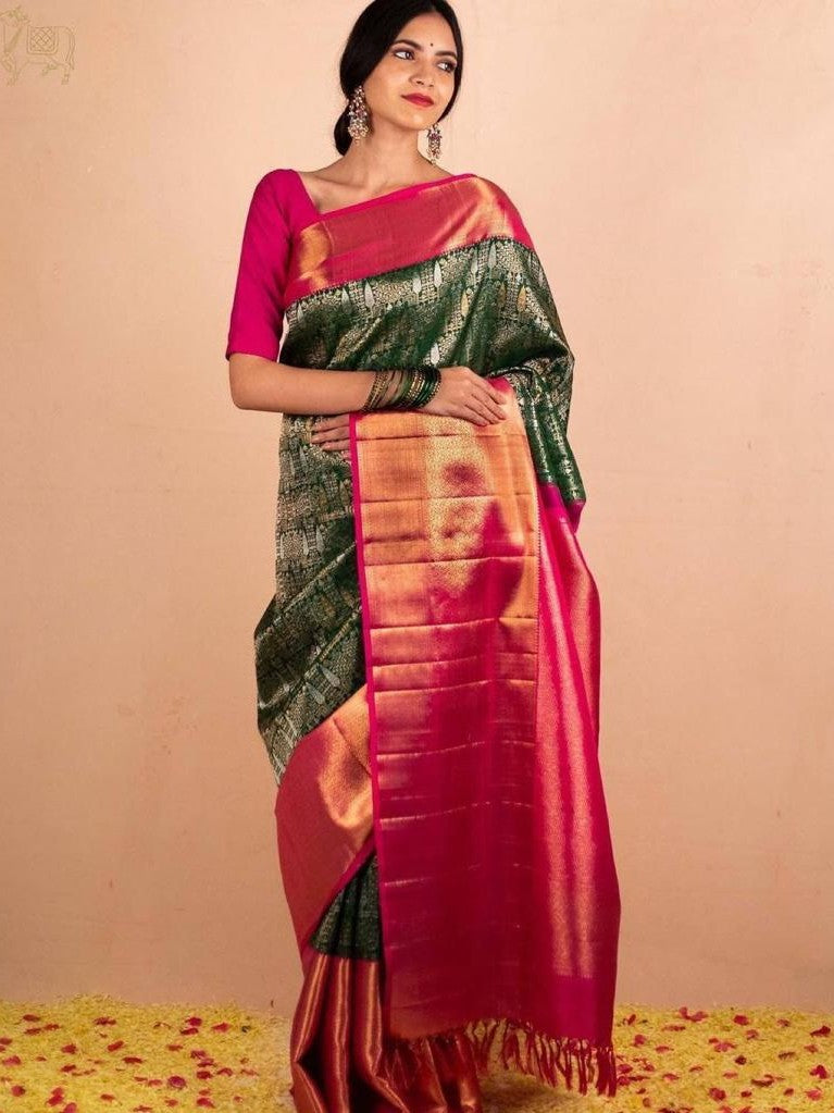 Semi Silk Kanjeevaram Elegant Design Saree