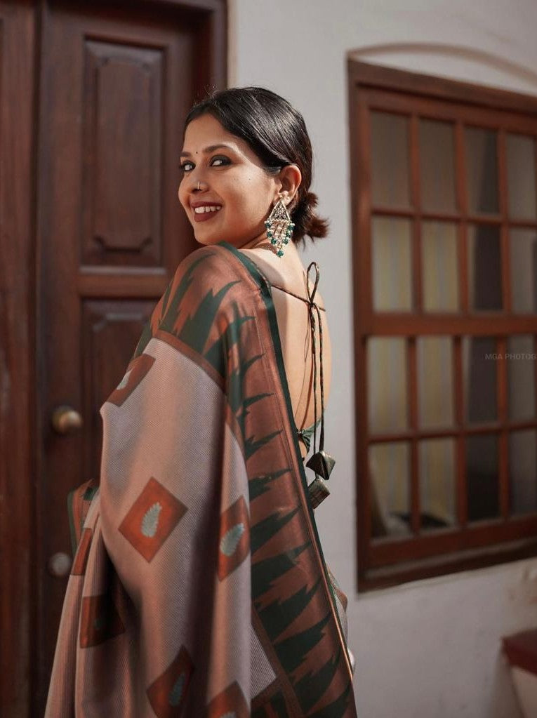 Semi Silk Kanjeevaram Elegant Design Saree