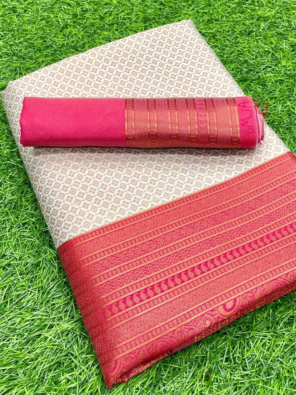 Semi Silk Kanjeevaram Saree with brocade and zari work