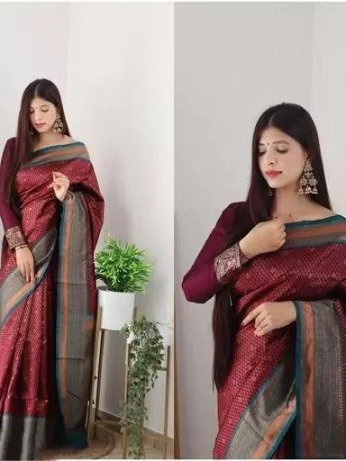 Semi Silk Kanjeevaram Elegant Design Saree