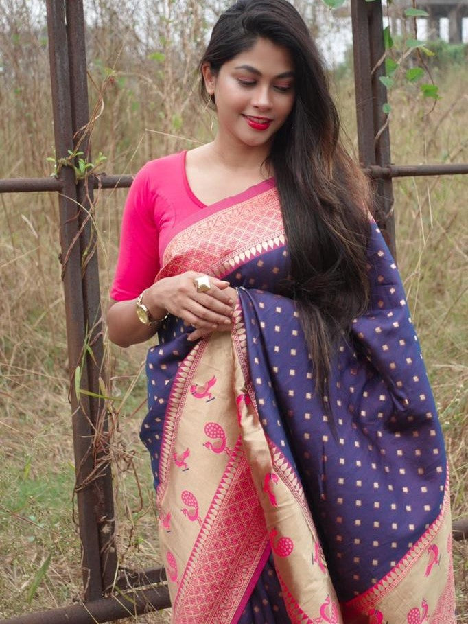 Semi Silk Kanjeevaram Saree with Brocade Pallu and Zari Border