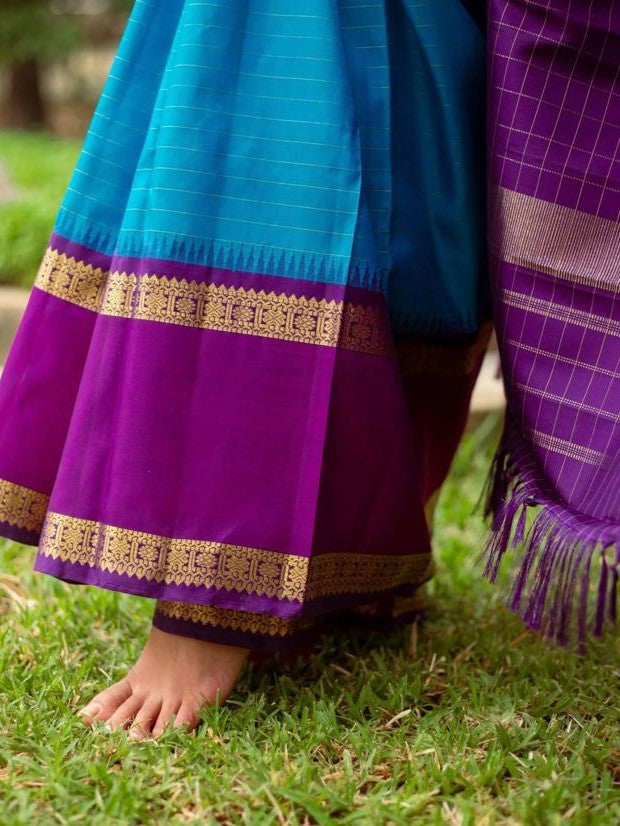 Semi Silk Kanjeevaram Saree with Contrast Blouse and Pallu