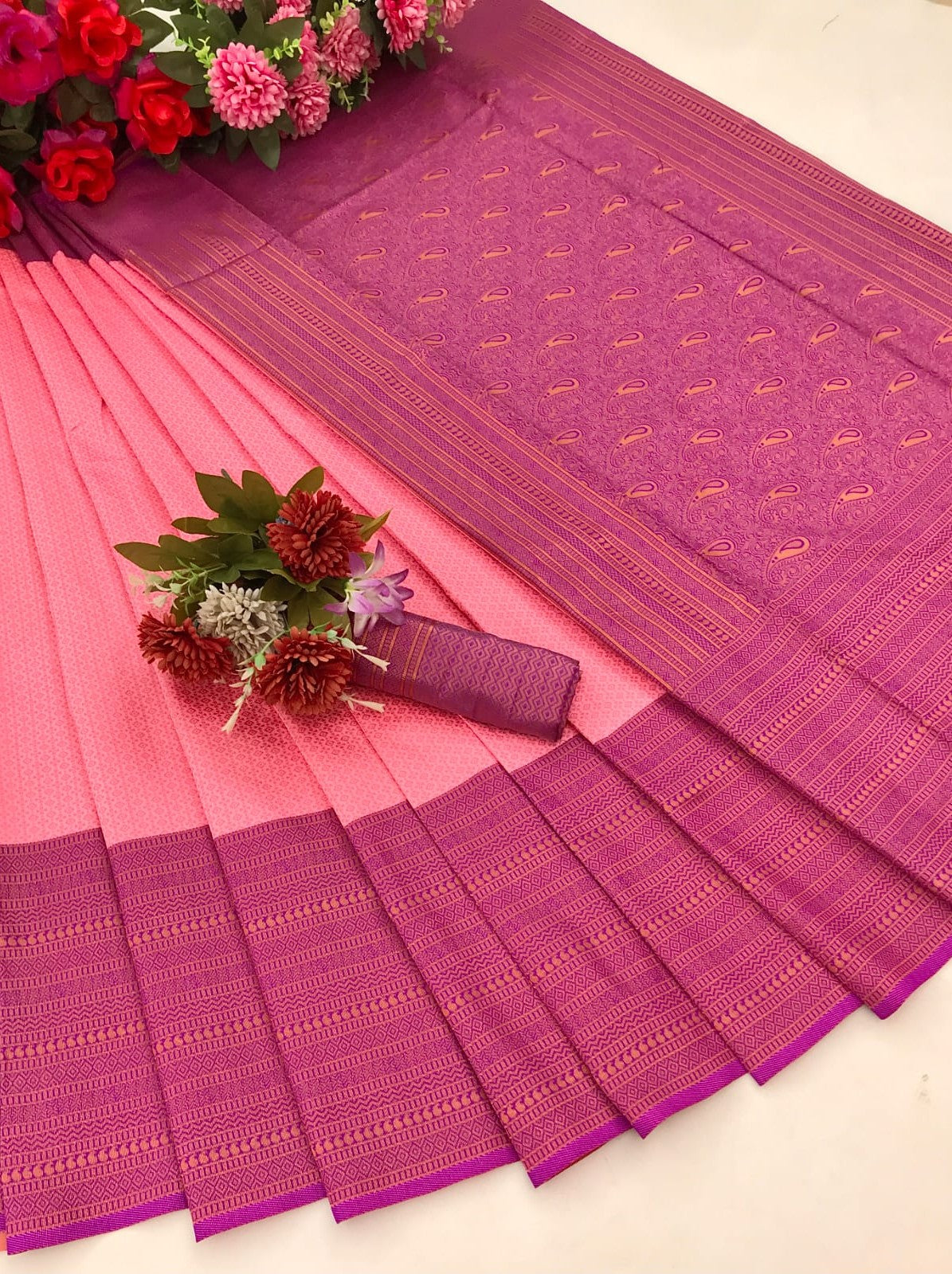 Semi Silk Kanjeevaram Elegant Design Saree