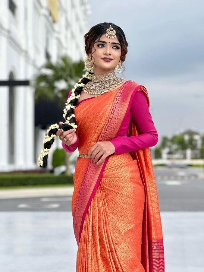 Semi Silk Kanjeevaram Elegant Design Saree