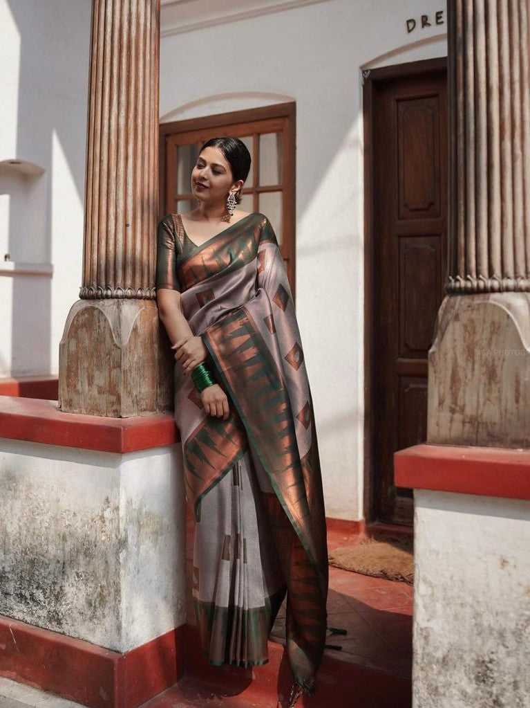 Semi Silk Kanjeevaram Elegant Design Saree