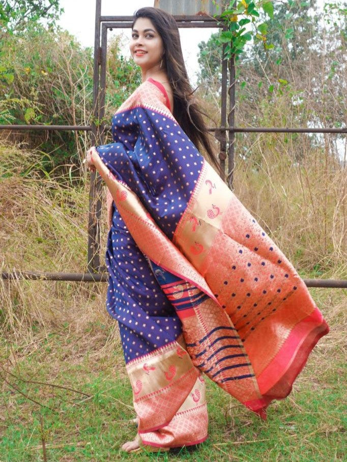 Semi Silk Kanjeevaram Saree with Brocade Pallu and Zari Border