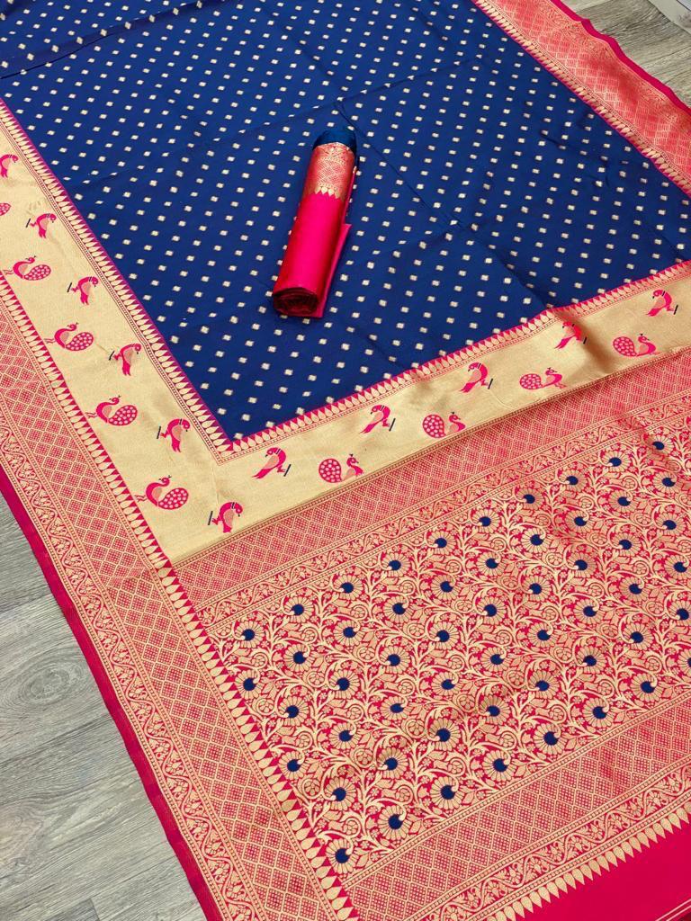 Semi Silk Kanjeevaram Saree with Brocade Pallu and Zari Border