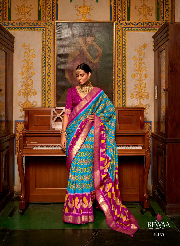 Soft Silk Patola Saree Contrast Blouse and Pallu