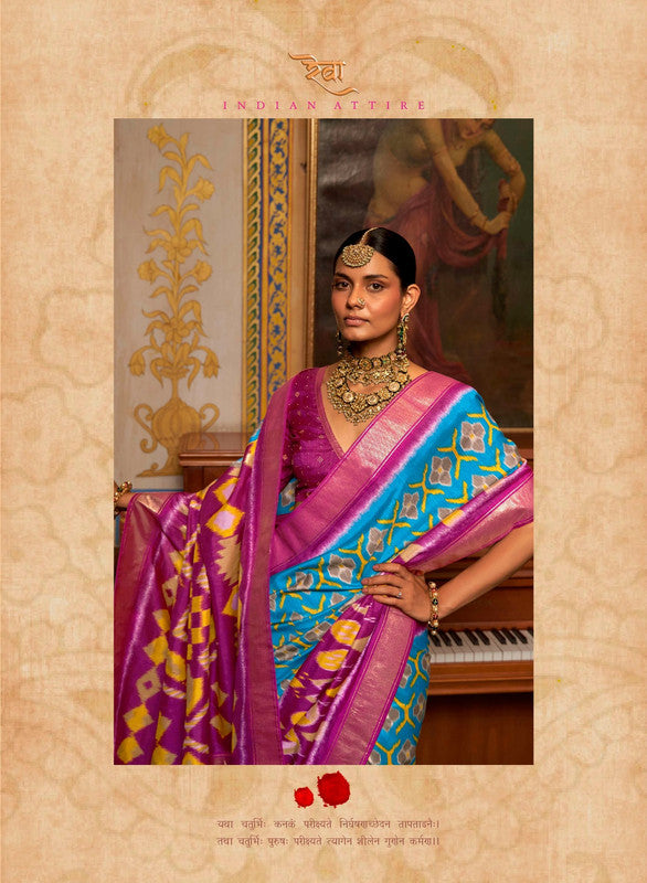 Soft Silk Patola Saree Contrast Blouse and Pallu