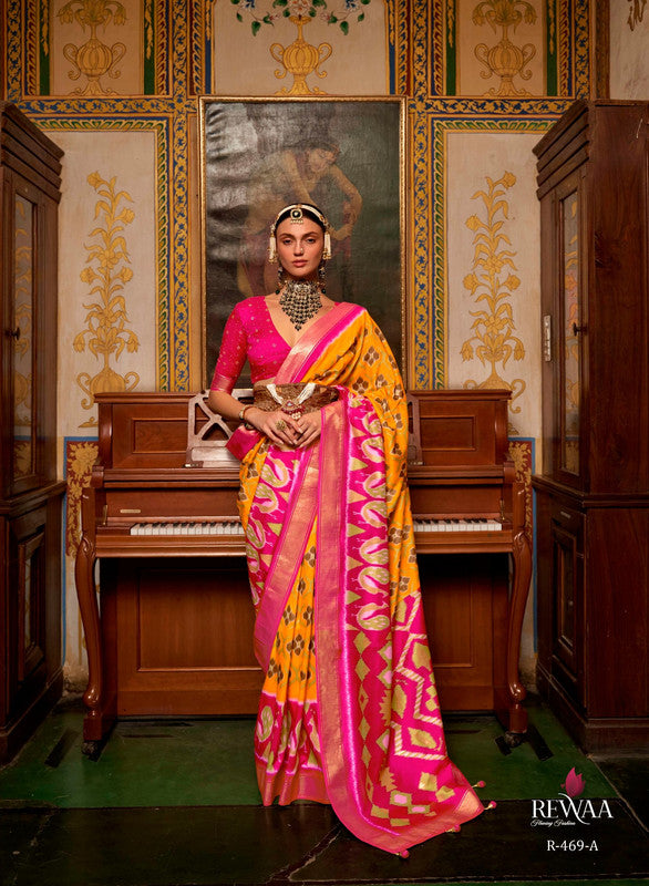 Soft Silk Patola Saree Contrast Blouse and Pallu