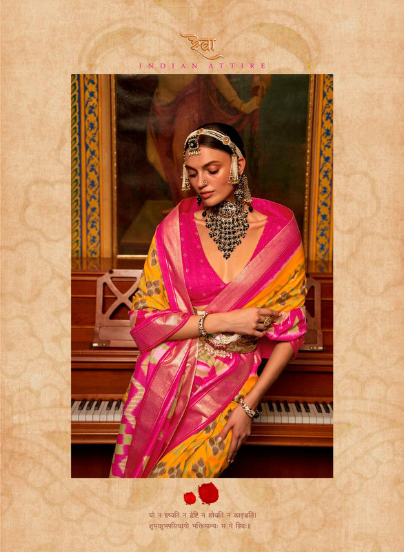 Soft Silk Patola Saree Contrast Blouse and Pallu