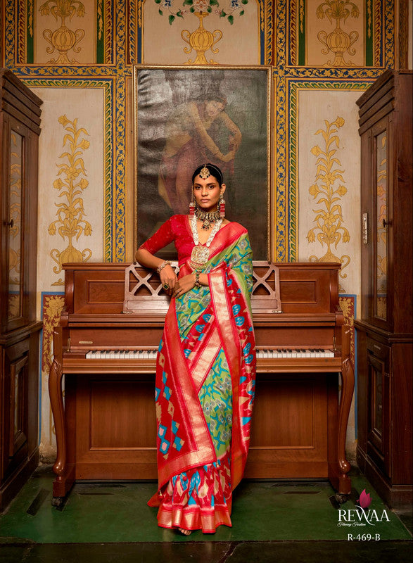 Soft Silk Patola Saree Contrast Blouse and Pallu