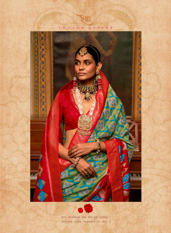 Soft Silk Patola Saree Contrast Blouse and Pallu