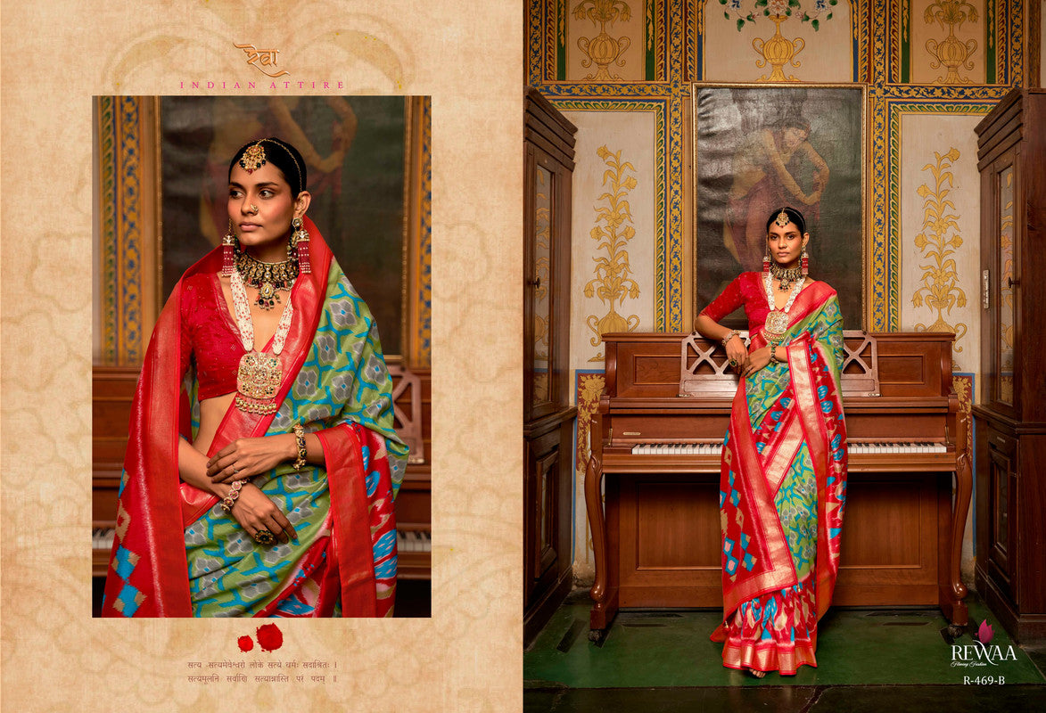 Soft Silk Patola Saree Contrast Blouse and Pallu