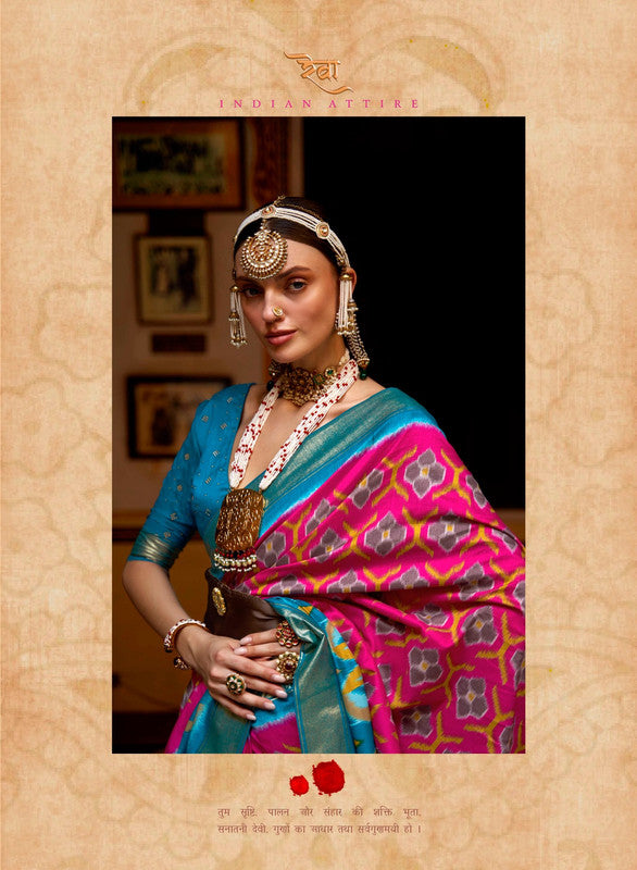 Soft Silk Patola Saree Contrast Blouse and Pallu