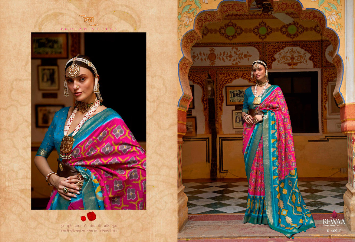 Soft Silk Patola Saree Contrast Blouse and Pallu