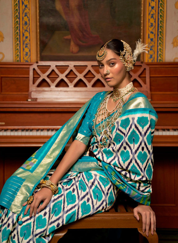 Soft Silk Patola Saree Contrast Blouse and Pallu