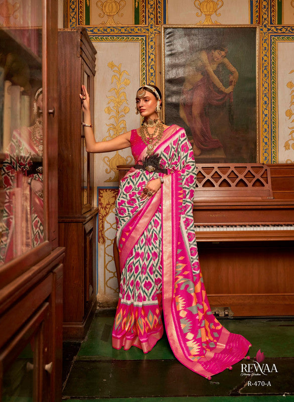 Soft Silk Patola Saree Contrast Blouse and Pallu