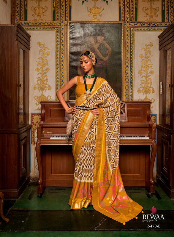 Soft Silk Patola Saree Contrast Blouse and Pallu
