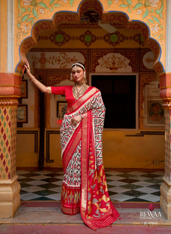 Soft Silk Patola Saree Contrast Blouse and Pallu
