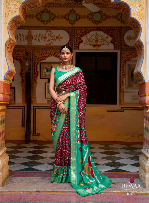 Soft Silk Patola Saree Contrast Blouse and Pallu