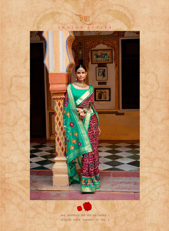 Soft Silk Patola Saree Contrast Blouse and Pallu