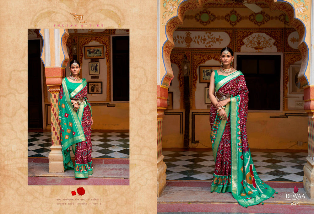 Soft Silk Patola Saree Contrast Blouse and Pallu