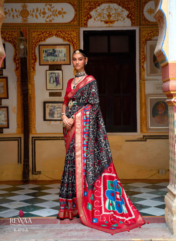 Soft Silk Patola Saree Contrast Blouse and Pallu